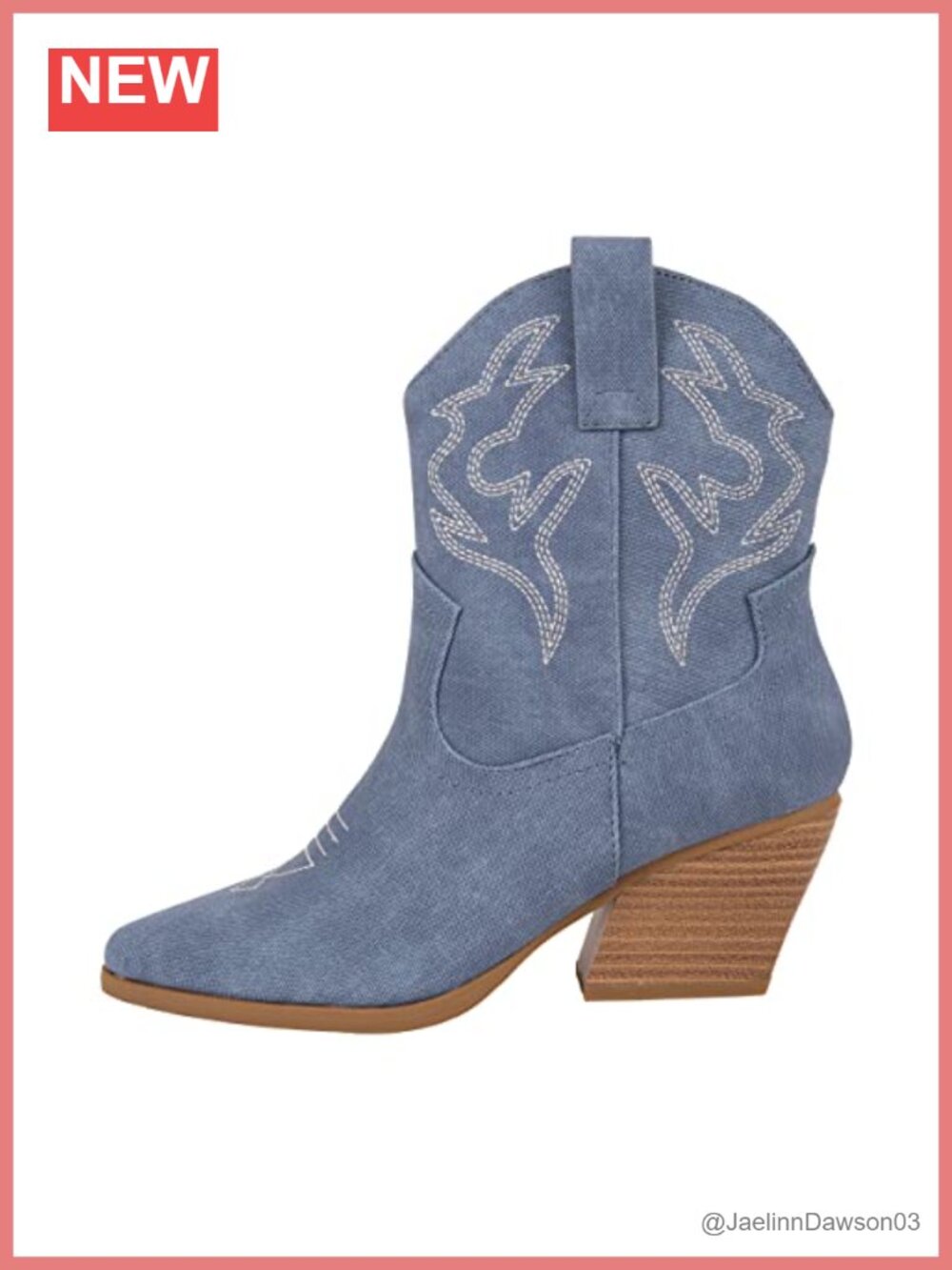 Women's Western Booties Faux Leather Ankle Boots Pointed Toe, Cowgirl